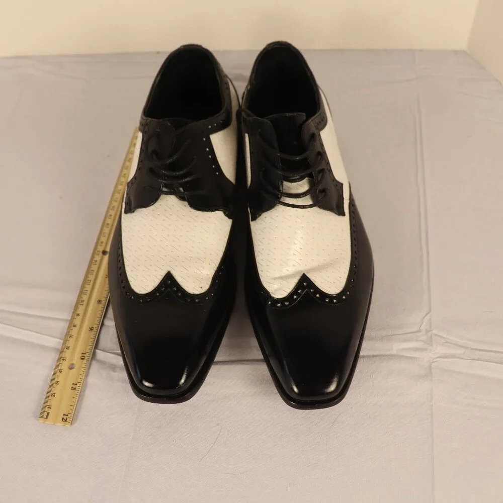 Men's Black and White Dress Shoes by Stacy Adams SZ 9.5W In Very Good Condition